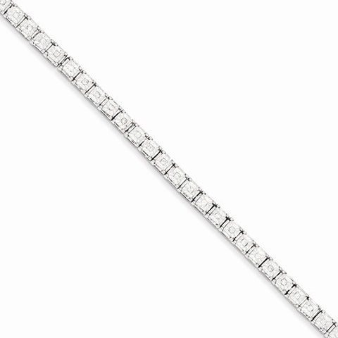 Sterling Silver Diamond Square Link Bracelet