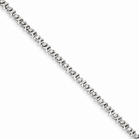 Sterling Silver Rhodium Plated Diamond Bracelet