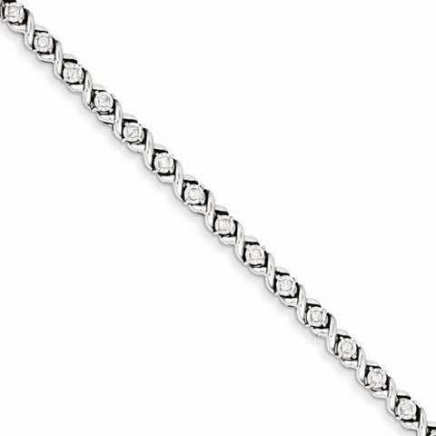 Sterling Silver Diamond X & O Bracelet