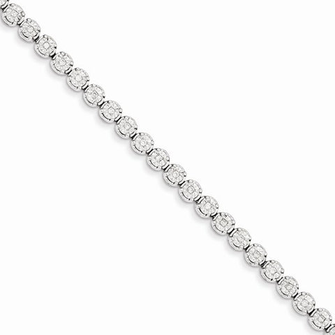 Sterling Silver Rhodium Plated Diamond Bracelet