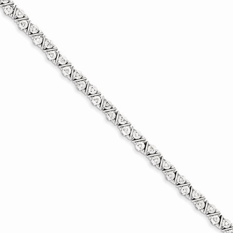 Sterling Silver Diamond Triangle Link Bracelet