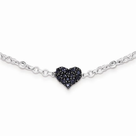 Sterling Silver Diamond & Sapphire Heart Bracelet