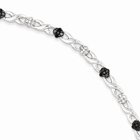 Sterling Silver White & Black Diamond Bracelet