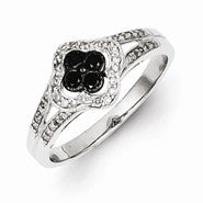 Sterling Silver Black & White Diamond Ring