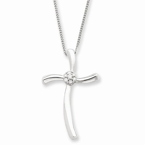 Sterling Silver Diamond Cross Necklace