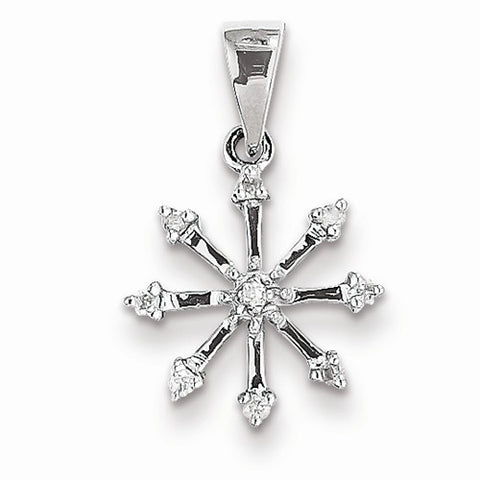 Sterling Silver Rhodium Snowflake Pendant, Pendants for Necklace