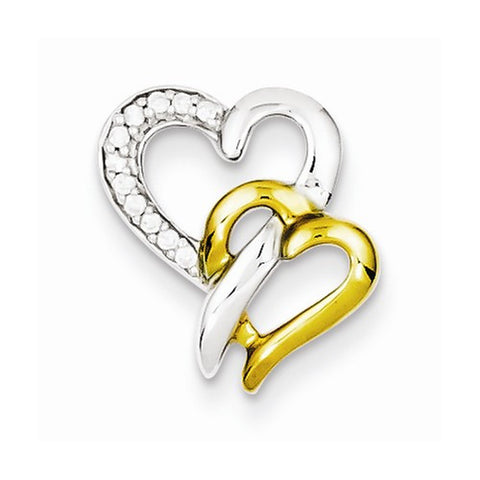 Sterling Silver & 14k Gold-Plated Diamond Heart pendant, Stylish Pendants for Necklace