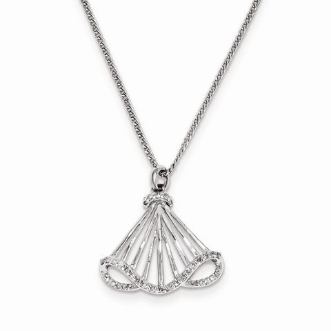 Sterling Silver Diamond Fan Necklace