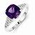 Sterling Silver w/Rhodium Amethyst & Diamond Ring