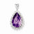 Sterling Silver Rhodium Amethyst & Diamond Pear Pendant, Pendants for Necklace