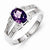 Sterling Silver w/Rhodium Amethyst & Diamond Ring