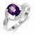 Sterling Silver w/Rhodium Amethyst & Diamond Ring