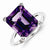 Sterling Silver w/Rhodium Amethyst & Diamond Ring