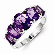 Sterling Silver w/Rhodium Amethyst Ring