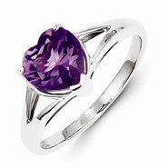 Sterling Silver w/Rhodium Amethyst Ring