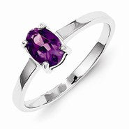 Sterling Silver w/Rhodium Amethyst Ring