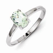 Sterling Silver w/Rhodium Green Amethyst Ring