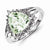 Sterling Silver w/Rhodium Trillion Green Amethyst & Diamond Ring