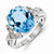 Sterling Silver w/Rhodium Light Swiss Blue Topaz Diamond Ring