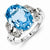 Sterling Silver w/Rhodium Light Swiss Blue Topaz Diamond Ring