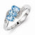 Sterling Silver w/Rhodium Light Swiss Blue Topaz & Diamond Ring