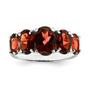 Sterling Silver w/Rhodium Garnet Ring