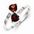 Sterling Silver w/Rhodium Garnet & Diamond Heart Ring