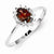 Sterling Silver w/Rhodium Garnet Diamond Ring