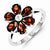 Sterling Silver w/Rhodium Garnet & Diamond Flower Ring