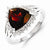 Sterling Silver w/Rhodium Trillion Garnet & Diamond Ring