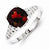 Sterling Silver w/Rhodium Garnet Diamond Ring