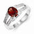 Sterling Silver w/Rhodium Garnet & Diamond Ring