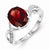 Sterling Silver w/Rhodium Garnet & Diamond Ring