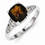 Sterling Silver w/Rhodium Smokey Quartz Diamond Ring