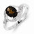 Sterling Silver w/Rhodium Smokey Quartz & Diamond Ring