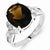 Sterling Silver w/Rhodium Smokey Quartz & Diamond Ring