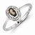 Sterling Silver w/Rhodium Smokey Quartz & Diamond Ring