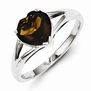 Sterling Silver w/Rhodium Smokey Quartz Ring