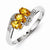 Sterling Silver w/Rhodium Citrine & Diamond Ring