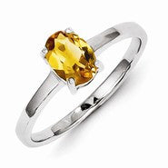 Sterling Silver w/Rhodium Citrine Ring