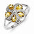 Sterling Silver w/Rhodium Citrine Diamond Ring