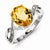 Sterling Silver w/Rhodium Citrine & Diamond Ring