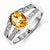 Sterling Silver w/Rhodium Citrine Diamond Ring