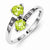 Sterling Silver w/Rhodium Peridot & Diamond Heart Ring