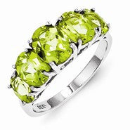 Sterling Silver w/Rhodium Peridot Ring