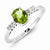 Sterling Silver w/Rhodium Peridot & Diamond Ring