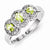 Sterling Silver w/Rhodium Peridot & Diamond Ring