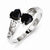 Sterling Silver w/Rhodium Dark Sapphire Qtz Heart Ring