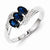 Sterling Silver w/Rhodium Sapphire & Diamond Ring