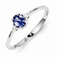 Sterling Silver Tanzanite & Diamond Ring